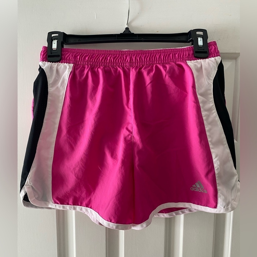 Adidas Women’s White/Blk/Hot Pink Running Shorts Size S
